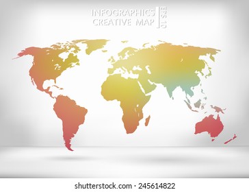 Abstract creative concept vector map of the world for Web and Mobile Applications isolated on background. Vector illustration, creative template design, Business software and social media, origami.