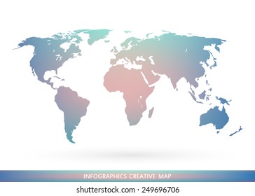 Abstract creative concept vector map of the world for Web and Mobile Applications isolated on background. Vector illustration, creative template design, Business software and social media, origami.