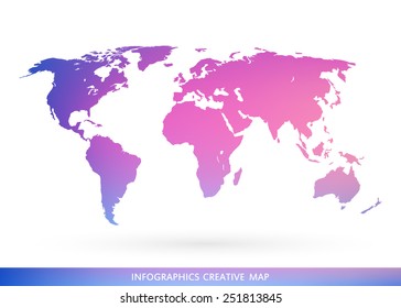 Abstract creative concept vector map of the world for Web and Mobile Applications isolated on background. Vector illustration, creative template design, Business software and social media, origami.