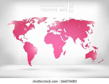 Abstract creative concept vector map of the world for Web and Mobile Applications isolated on background. Art illustration, creative template design, Business software and social media, origami.