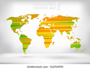 Abstract creative concept vector map of the world for Web and Mobile Applications isolated on background. Vector illustration, creative template design, Business software and social media, origami.