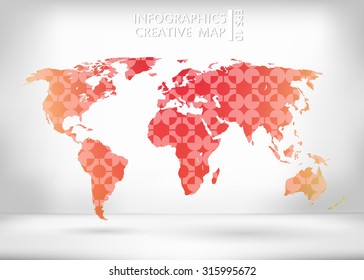Abstract creative concept vector map of the world for Web and Mobile Applications isolated on background. Vector illustration, creative template design, Business software and social media, origami.