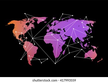 Abstract creative concept vector map of the world for Web and Mobile Applications isolated on background. Vector illustration, creative template design, Business software and social media, origami.