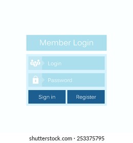 Abstract creative concept vector member login form interface. For web page, site, mobile applications, art illustration, design theme, modern menu, ui, app, contact empty box, banner, profil log in