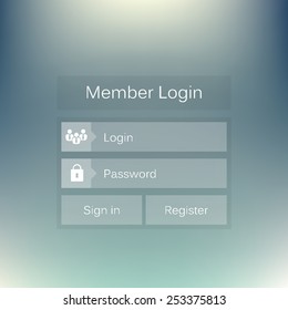 Abstract creative concept vector member login form interface. For web page, site, mobile applications, art illustration, design theme, modern menu, ui, app, contact empty box, banner, profil log in