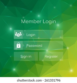 Abstract creative concept vector member login form interface. For web page, site, mobile applications, art illustration, design theme, modern menu, ui, app, contact empty box, banner, profil log in