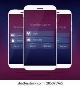 Abstract creative concept vector member login form interface. For web page, site, mobile applications, art illustration, design theme, modern menu, ui, app, contact empty box, banner, profil log in