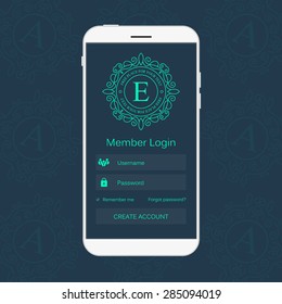 Abstract creative concept vector member login form interface. For web page, site, mobile applications, art illustration, design theme, modern menu, ui, app, contact empty box, banner, profil log in