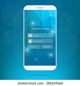 Abstract creative concept vector member login form interface. For web page, site, mobile applications, art illustration, design theme, modern menu, ui, app, contact empty box, banner, profile log in