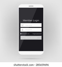 Abstract creative concept vector member login form interface. For web page, site, mobile applications, art illustration, design theme, modern menu, ui, app, contact empty box, banner, profil log in