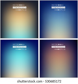 Abstract Creative concept vector multicolored blurred background set. For Web and Mobile Applications, art illustration template design, business infographic and social media, modern decoration.