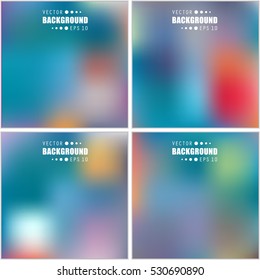 Abstract Creative concept vector multicolored blurred background set. For Web and Mobile Applications, art illustration template design, business infographic and social media, modern decoration.