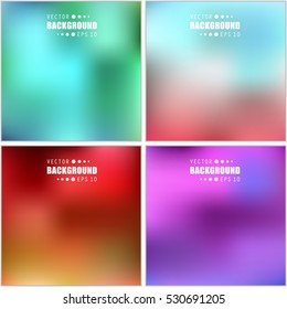 Abstract Creative concept vector multicolored blurred background set. For Web and Mobile Applications, art illustration template design, business infographic and social media, modern decoration.