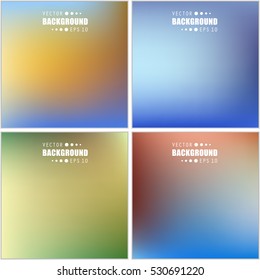 Abstract Creative concept vector multicolored blurred background set. For Web and Mobile Applications, art illustration template design, business infographic and social media, modern decoration.