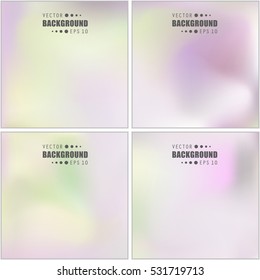 Abstract Creative concept vector multicolored blurred background set. For Web and Mobile Applications, art illustration template design, business infographic and social media, modern decoration.