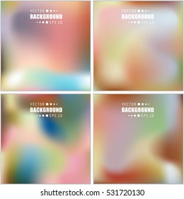 Abstract Creative concept vector multicolored blurred background set. For Web and Mobile Applications, art illustration template design, business infographic and social media, modern decoration.