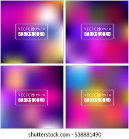 Abstract Creative concept vector multicolored blurred background set. For Web and Mobile Applications, art illustration template design, business infographic and social media, modern decoration.