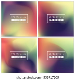 Abstract Creative concept vector multicolored blurred background set. For Web and Mobile Applications, art illustration template design, business infographic and social media, modern decoration.