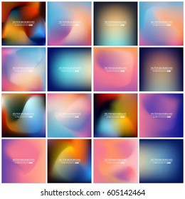 Abstract Creative concept vector multicolored blurred background set. For Web and Mobile Applications, art illustration template design, business infographic and social media, modern decoration.