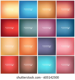 Abstract Creative concept vector multicolored blurred background set. For Web and Mobile Applications, art illustration template design, business infographic and social media, modern decoration.