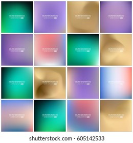 Abstract Creative concept vector multicolored blurred background set. For Web and Mobile Applications, art illustration template design, business infographic and social media, modern decoration.