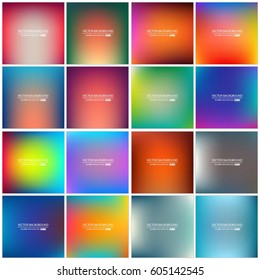 Abstract Creative concept vector multicolored blurred background set. For Web and Mobile Applications, art illustration template design, business infographic and social media, modern decoration.