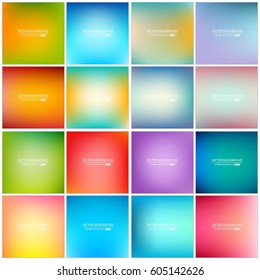 Abstract Creative concept vector multicolored blurred background set. For Web and Mobile Applications, art illustration template design, business infographic and social media, modern decoration.