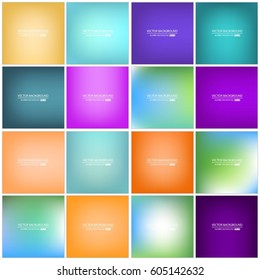 Abstract Creative concept vector multicolored blurred background set. For Web and Mobile Applications, art illustration template design, business infographic and social media, modern decoration.