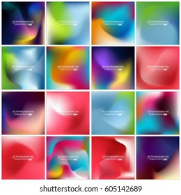 Abstract Creative concept vector multicolored blurred background set. For Web and Mobile Applications, art illustration template design, business infographic and social media, modern decoration.