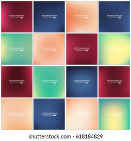 Abstract Creative concept vector multicolored blurred background set. For Web and Mobile Applications, art illustration template design, business infographic and social media, modern decoration