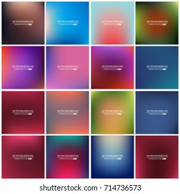 Abstract Creative concept vector multicolored blurred background set. For Web and Mobile Applications, art illustration template design, business infographic and social media, modern decoration.