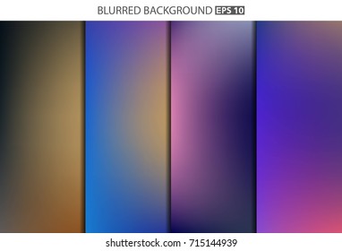 Abstract Creative concept vector multicolored blurred background set. For Web and Mobile Applications, art illustration template design, business infographic and social media, modern decoration.
