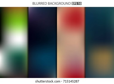 Abstract Creative concept vector multicolored blurred background set. For Web and Mobile Applications, art illustration template design, business infographic and social media, modern decoration.