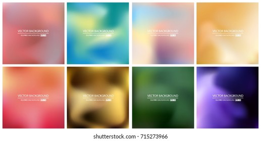 Abstract Creative concept vector multicolored blurred background set. For Web and Mobile Applications, art illustration template design, business infographic and social media, modern decoration.