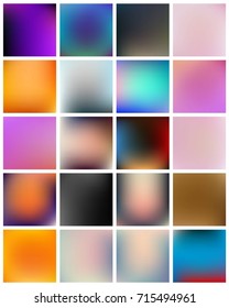 Abstract Creative concept vector multicolored blurred background set. For Web and Mobile Applications, art illustration template design, business infographic and social media, modern decoration.