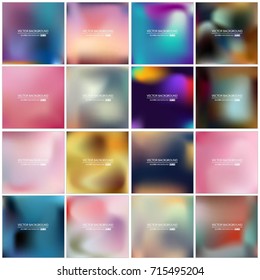 Abstract Creative concept vector multicolored blurred background set. For Web and Mobile Applications, art illustration template design, business infographic and social media, modern decoration.