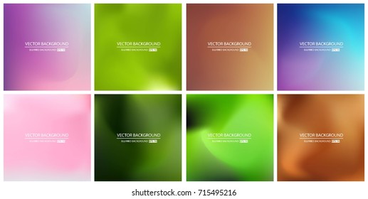 Abstract Creative concept vector multicolored blurred background set. For Web and Mobile Applications, art illustration template design, business infographic and social media, modern decoration.