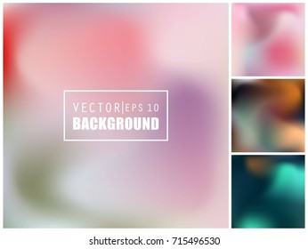 Abstract Creative concept vector multicolored blurred background set. For Web and Mobile Applications, art illustration template design, business infographic and social media, modern decoration.