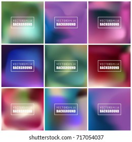 Abstract Creative concept vector multicolored blurred background set. For Web and Mobile Applications, art illustration template design, business infographic and social media, modern decoration.