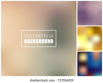 Abstract Creative concept vector multicolored blurred background set. For Web and Mobile Applications, art illustration template design, business infographic and social media, modern decoration.