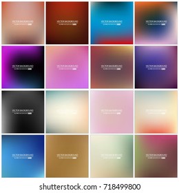 Abstract Creative concept vector multicolored blurred background set. For Web and Mobile Applications, art illustration template design, business infographic and social media, modern decoration.