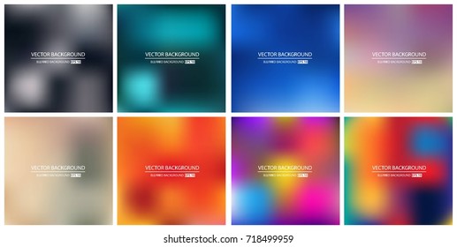 Abstract Creative concept vector multicolored blurred background set. For Web and Mobile Applications, art illustration template design, business infographic and social media, modern decoration.