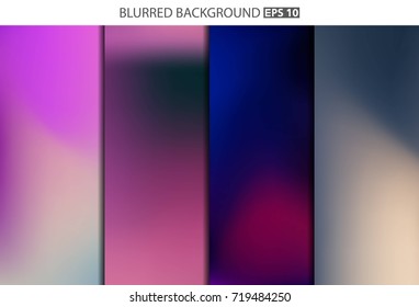 Abstract Creative concept vector multicolored blurred background set. For Web and Mobile Applications, art illustration template design, business infographic and social media, modern decoration.