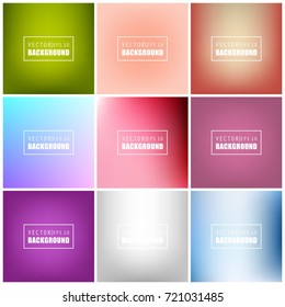 Abstract Creative concept vector multicolored blurred background set. For Web and Mobile Applications, art illustration template design, business infographic and social media, modern decoration.