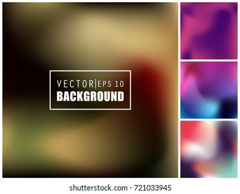 Abstract Creative concept vector multicolored blurred background set. For Web and Mobile Applications, art illustration template design, business infographic and social media, modern decoration.