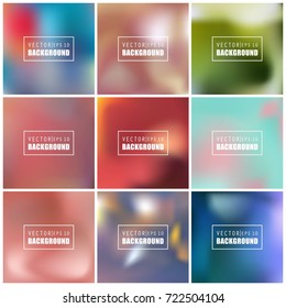 Abstract Creative concept vector multicolored blurred background set. For Web and Mobile Applications, art illustration template design, business infographic and social media, modern decoration.