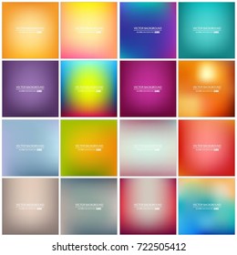 Abstract Creative concept vector multicolored blurred background set. For Web and Mobile Applications, art illustration template design, business infographic and social media, modern decoration.