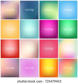 Abstract Creative concept vector multicolored blurred background set. For Web and Mobile Applications, art illustration template design, business infographic and social media, modern decoration.