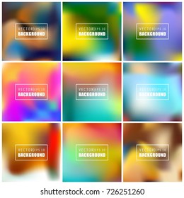 Abstract Creative concept vector multicolored blurred background set. For Web and Mobile Applications, art illustration template design, business infographic and social media, modern decoration.