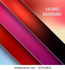 Abstract Creative concept vector multicolored blurred background set. For Web and Mobile Applications, art illustration template design, business infographic and social media, modern decoration.